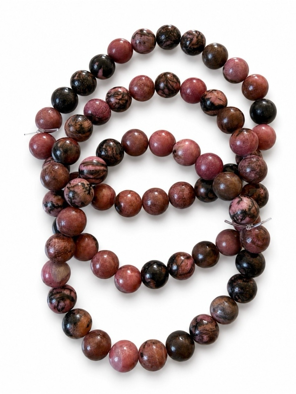 3 Pieces 8mm rhodonite stretch bracelets